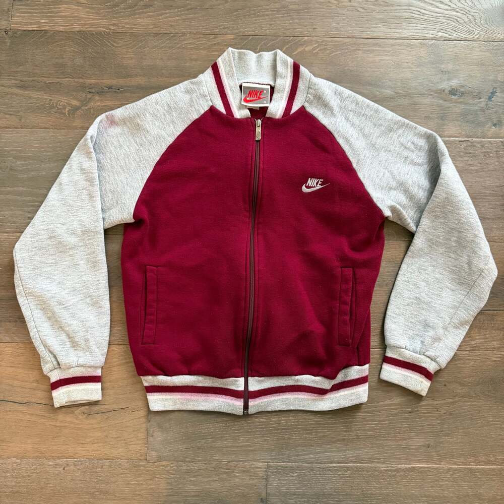 Vintage Nike 80s Nike Full Zip Jacket Cotton Swoosh Coat 1980s
